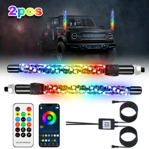 2X RGB LED Whip Spiral Lights Antenna 1ft for UTV ATV Can Polaris RZR 120 LED - Picture 1 of 13