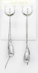 GENUINE GREY PEARL DANGLING EARRINGS 14K solid  GOLD *Free Shipping *Made in USA - Picture 1 of 3