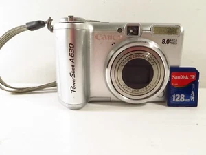 Canon PowerShot A630 8.0MP / CCD Digital Camera Silver w/ SanDisk 128MB SD Card - Picture 1 of 9