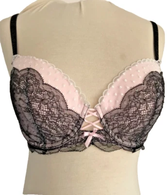 Sujetador Victoria’s Secret Dream Angel’s, 34D Forrado Demi-Busto Doble, Punto Suizo Rosa Foto 1 de 4