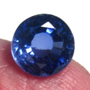 Round Blue Sapphire Loose Stone Lab Created Hydrothermal Sapphire Gemstone - Picture 1 of 3
