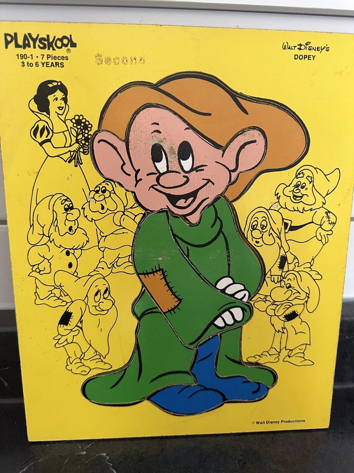 Bonito rompecabezas vintage de 7 piezas Playskool Disney Dopey Blancanieves Foto 1 de 1