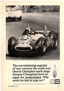 Pubblicità Stampa 1964 Champion Candele Bruce McLaren's Oldsmobile-powered Cooper - Foto 1 di 1