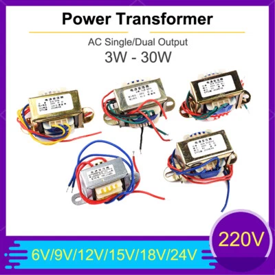3W - 30W Power Transformer 220V Output 6V/9V/12V/15V/18V/24V AC Single/Dual Outp - image 1 of 4