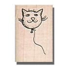 WOOD RUBBER STAMP, Cat Balloon, Celebrate,Happy Birthday,Party Balloon, Balloons