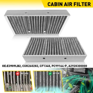 2PCS Carbon Air Cabin Filter Set Fit GL350 GL450 GL550 GL63 AMG X166 2013-2016 - Picture 1 of 16