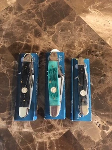 Lot of (3) Jigged Bone/Worm Groove Handle Knives.14797GJB,14382BWG,14161BWG. - Picture 1 of 3
