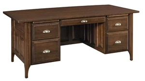 Amish Classic Traditional Executive Desk 72" Solid Wood Raised Panels - Picture 1 of 3