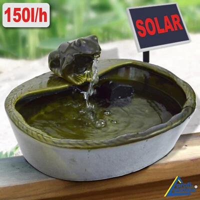 SOLAR SPRINGBRUNNEN GARTEN BRUNNEN TEICHPUMPE FIGUR WASSERSPIEL FROSCH PUMPE  - Bild 1 von 4