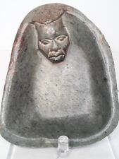 Pre-Columbian Olmec style stone tray with face in Steatite type stone