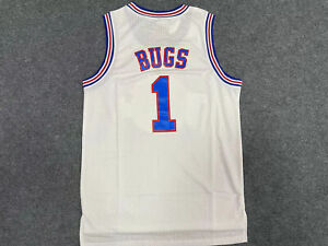 Mens Basketball Jersey Tune Squad Space Jam #1 Bugs Jersey Movie Stitched White