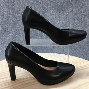 Clarks Pump Heels Womens 8.5M Black Ambyr Joy Slip On Faux Leather Almond Toe - Picture 1 of 18