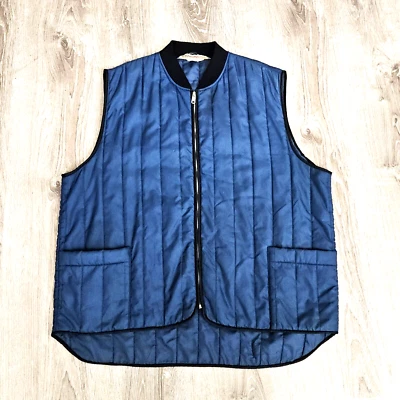 Vintage 80s 90s Sears Quilted Nylon Zip Vest Distressed Thrashed Chore Work XXL - Image 1 of 4