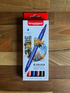 Bruynzeel Fineliner Brush Pen Set Assorted Colours Pack of 6 Amsterdam Edition - Picture 1 of 3