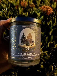 NEW Fresh Balsam 30-50 burn hours Single Wick Candle 8 oz Bath & Body Works - Picture 1 of 3