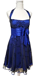 Vintage Jump Apparel Blue Black Y2K Babydoll Prom Dress 7/8 Sparkle Fairy Halter - Picture 1 of 16