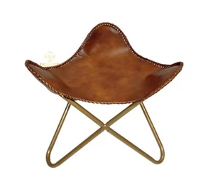Handmade Leather Foot Stool – Openable Iron Frame leather Ottoman stool PL2-326 - Picture 1 of 4