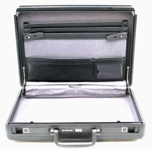 Sleek Rounded Black Samsonite Briefcase Hard Shell w/ Folders Combination Lock++ - Picture 1 of 10