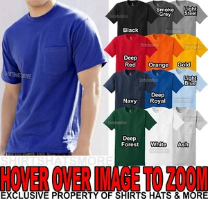 Hanes HERREN T-Shirt Preshrunk Baumwolle mit TASCHE T-Shirt S, M, L, XL, 2X, 3X NEU! - Bild 1 von 1