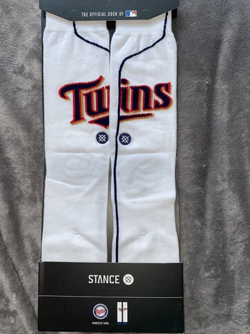 STANCE Minnesota Twins Home Jersey Crew Socks MLB Large L White Red Navy Cover