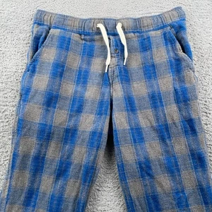 Kavu Pants Mens Medium Blue Gray Plaid Lounge Drawstring Casual Woven Cotton - Picture 1 of 10
