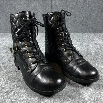 Botas G by Guess para mujer talla 8 negras acolchadas combate con cordones motociclista GGBYSON-T Foto 1 de 4