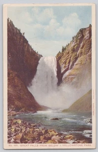 Great Falls from Below No 150 Yellowstone Park Postcard Haynes 100 Series Type A - Picture 1 of 2
