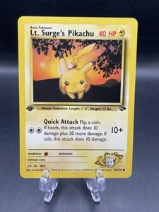 1st Edition Lt. Surge’s Pikachu 84/132 - Gym Challenge NM - Picture 1 of 2