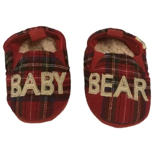 Dearfoams Infant Boys & Girls Red Plaid Baby Bear Holiday Slippers 6-9m - Photo 1/1
