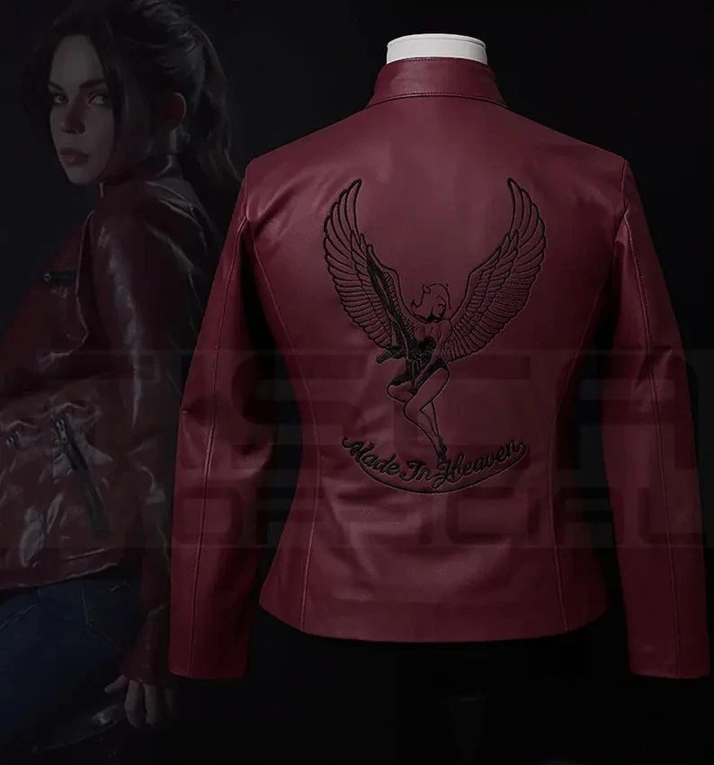 Resident Evil 2 Claire Redfield Mujer Cuero Rojo Motociclista Chaqueta Jugador Juegos con disfraces Foto 1 de 4