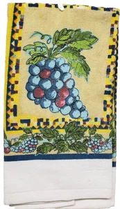 1 (one) Printed Kitchen Terry Towel (15"x25") GRAPES ON YELLOW, BH - Picture 1 of 9