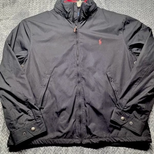 Vintage Y2K Polo Ralph Lauren Bi-Swing Jacke Herren XL schwarz gefüttert rot Pony Logo - Bild 1 von 13