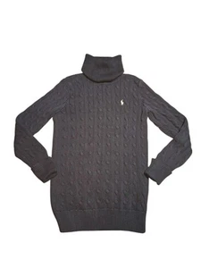 Ralph Lauren Sport VTG 90's Black 100% Cotton Cable Knit Turtleneck Sweater Sz M - Picture 1 of 10