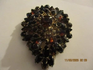 Riesige bernsteinfarbene Vintage Nachlass gewölbte Damen Brosche unsigniert - Bild 1 von 3