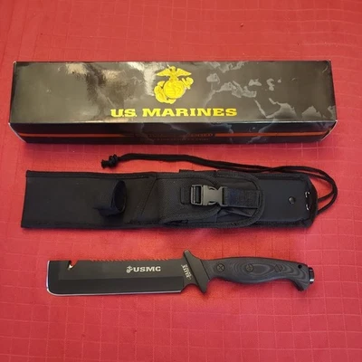 Cuchilla Elite Tactical USMC 13" mango negro con funda Foto 1 de 4