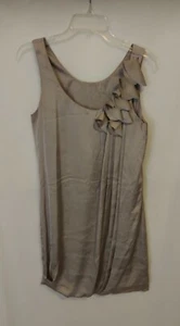 Women's Dress Size 10 H&M Metallic Silver Pleated Ruffle Accent Asymmetrical Hem - Picture 1 of 6