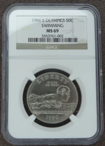 1996-S Olympics Swimming Half Dollar Unc NGC MS 70 Commemorative US Mint 50C - Picture 1 of 4