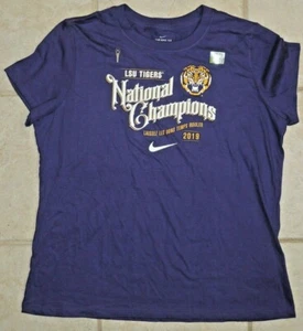 NIKE LSU Tiger CFP 2019 NCAA NATIONAL CHAMPION College Women XL SHIRT Joe Burrow - Picture 1 of 5