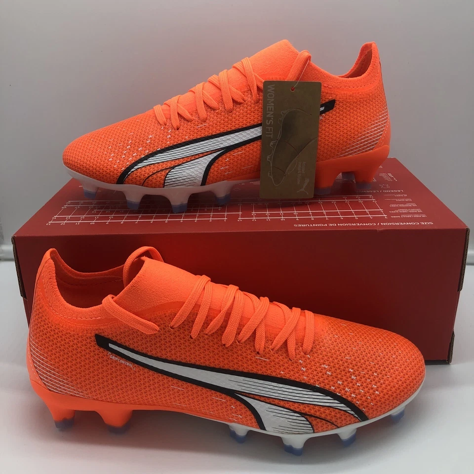 SZ 6 Puma Women's Ultra Match FG/AG Soccer Cleats Orange/White