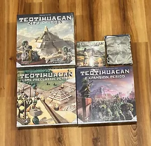 Teotihuacan: Stadt der Götter Spiel + 3 Erweiterungen + Siebdrucktaschen NEU - Bild 1 von 6