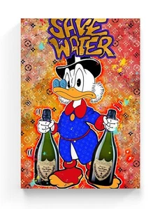 Leinwand Bild Donald Duck Graffiti Farbig Dekoration Wandbild Pop Art Poster - Foto 1 di 8