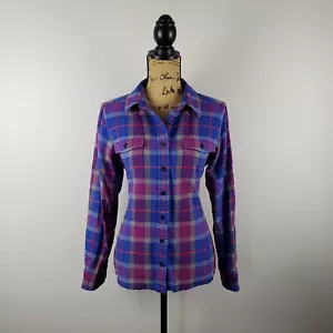 Patagonia 100% cotone biologico flanella a quadri, donna taglia 10, viola/blu/rosso - Foto 1 di 7