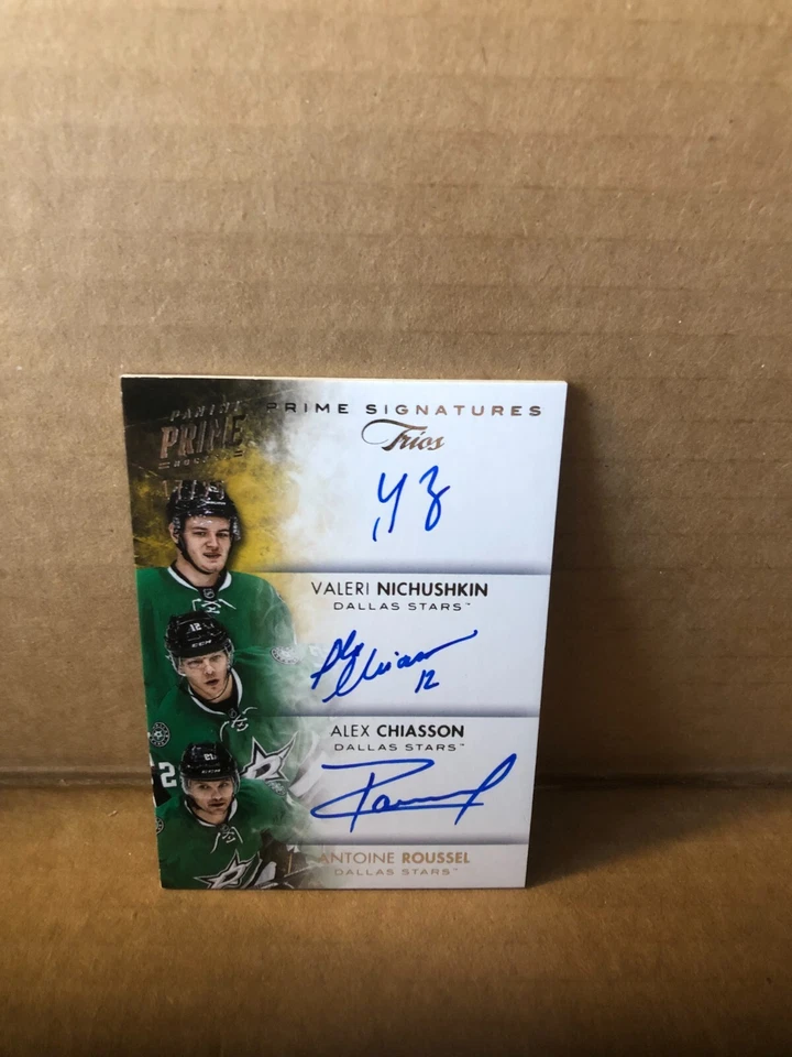 2013-14 Panini Prime Signatures Trios A. Chiasson/A. Roussel/V. Nichushkin 17/25 - Image 1 of 2