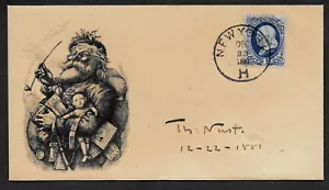 Weihnachtsmann Thomas Nast Autogramm Nachdruck mit Original Briefmarke der 1880er Jahre! OP1218 - Bild 1 von 1