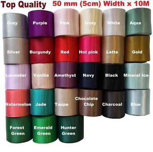 50mm (5cm)Width x 10M Double Side Satin Car Ribbon For Wedding 26 Colours - Picture 1 of 27