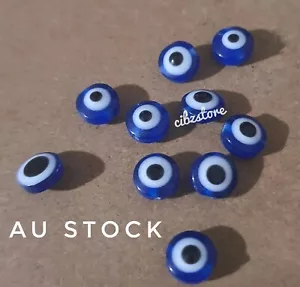 10x Evil Eye Turkish Spacer Bead DIY Thread Jewelry Bracelet 8mm round AU STOCK - Picture 1 of 4