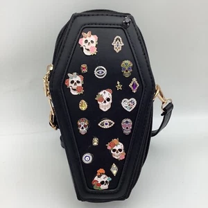 Coffin Shape Crossbody Bag Goth Gothic Calavera Sugar Skull Charm Shoulder Bag - Picture 1 of 12