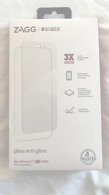 NEW ZAGG INVISIBLE SHIELD ANTI-GLARE GLASS FOR IPHONE 13 PRO MAX / 14 PLUS 6.7” - Image 1 of 2
