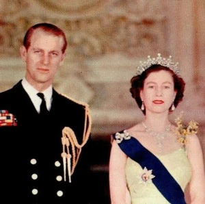 Queen Elizabeth II Prince Phillip Colour picture of Canada Plastichrome Boston  - Picture 1 of 3