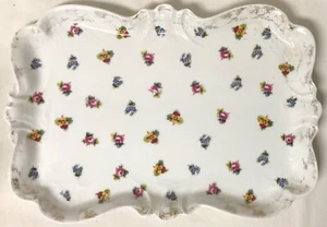 BANDEJA TOCADOR TOCADOR DE PORCELANA FLORAL DRESDEN VIEIRA DORADA 11 1/8" X 7 3/4" - Imagen 1 de 6